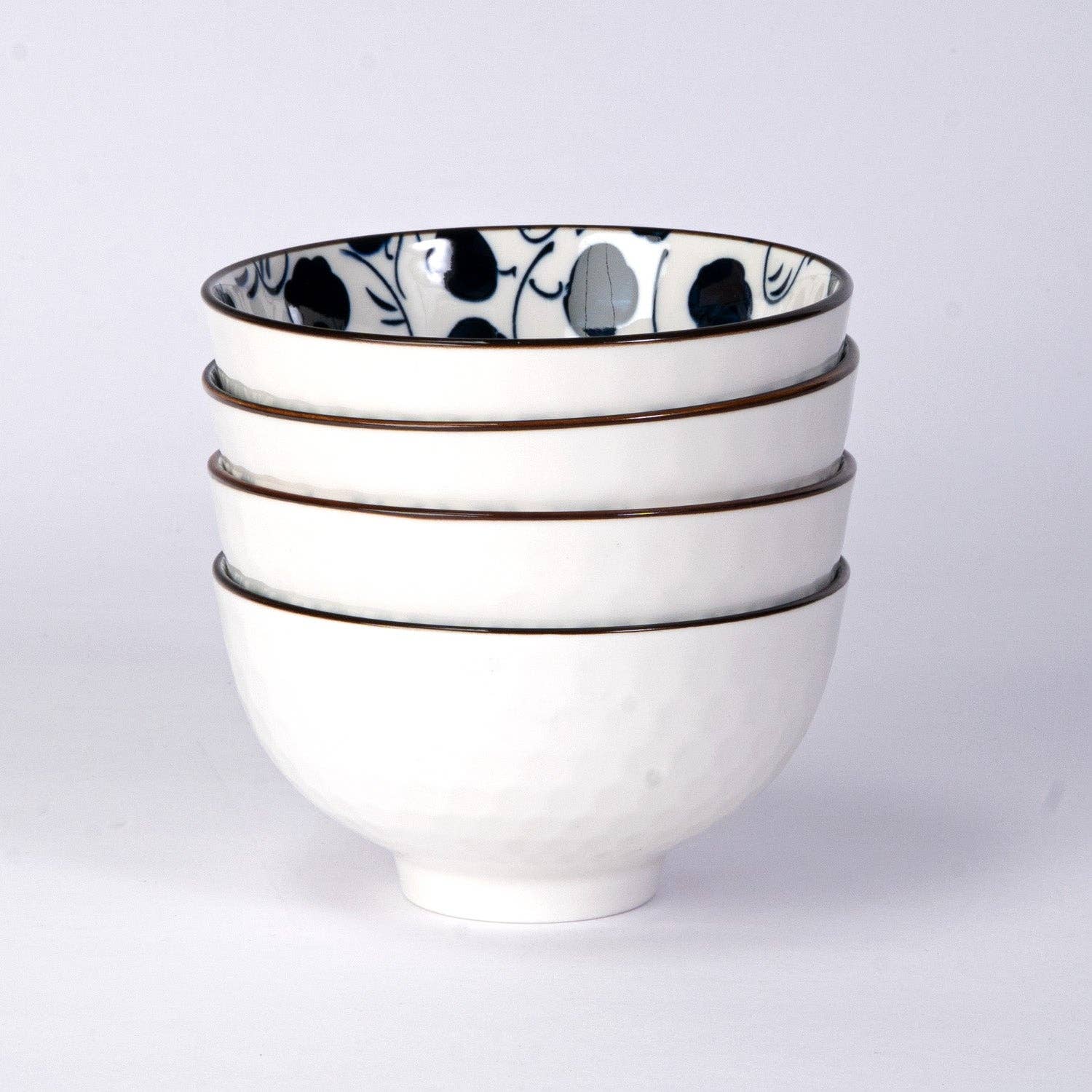 Nippon Blue rice bowl showing fern pattern detail