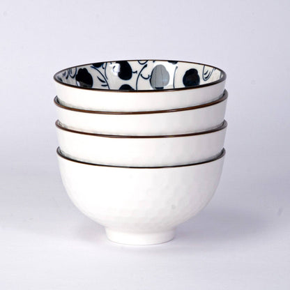 Nippon Blue rice bowl showing fern pattern detail
