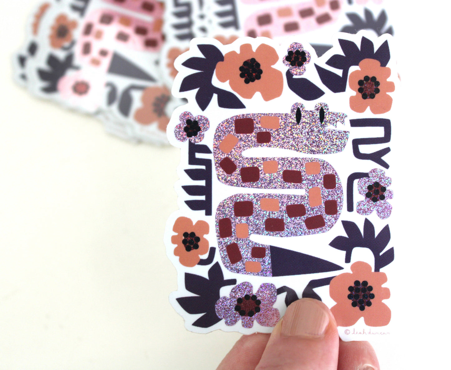 Slither Snake glitter vinyl sticker, detail view 2 — PABOOM