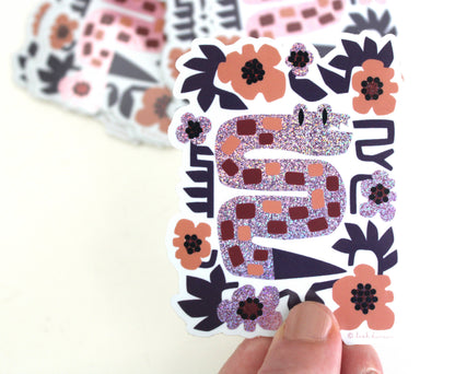 Slither Snake glitter vinyl sticker, detail view 2 — PABOOM