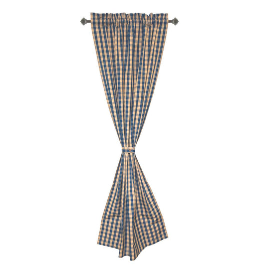 Rod Pocket Curtain - Navy Check