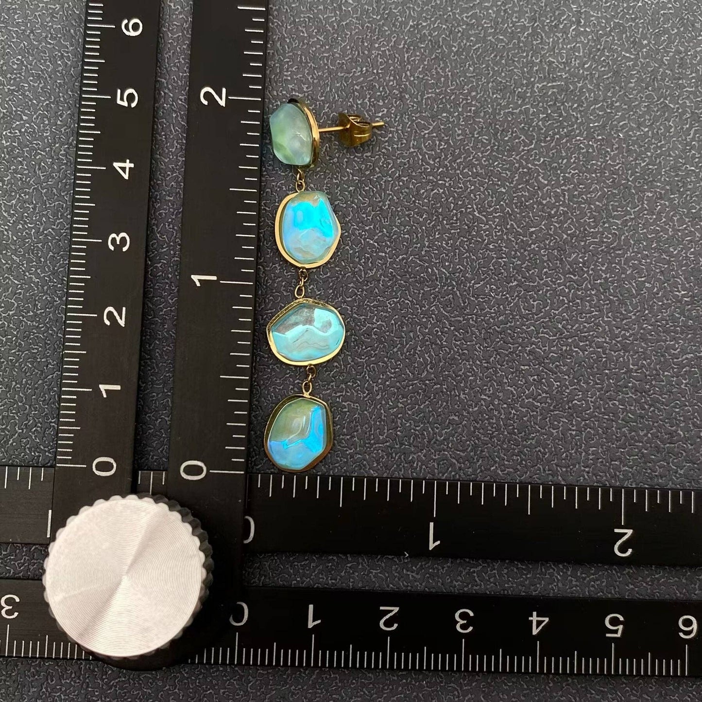 Irregular Blue Acrylic Linked Earrings