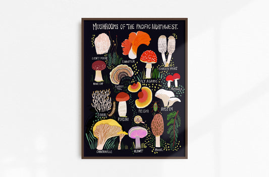 Mushrooms of the Pacific Northwest Art Print