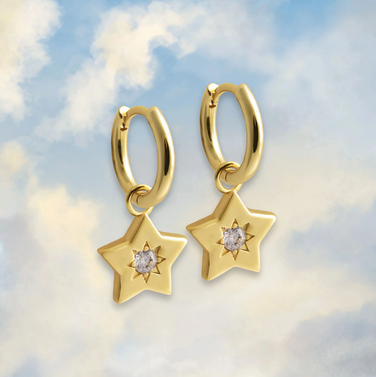 Shooting Star Charm Hoop Earrings