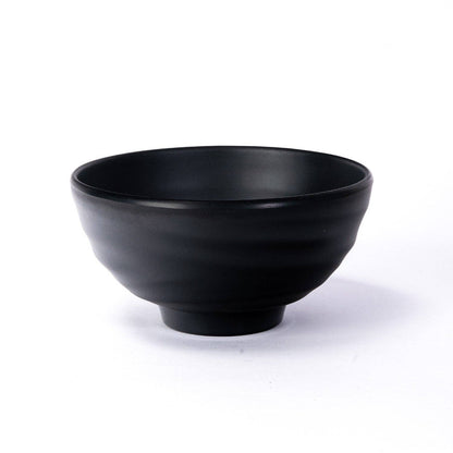 Matte black melamine bowl shown from above