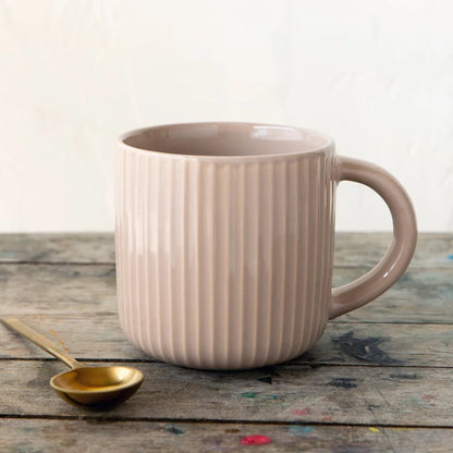 Fluted Mug Driftwood shown from above to display the ribbed rim – PABOOM
