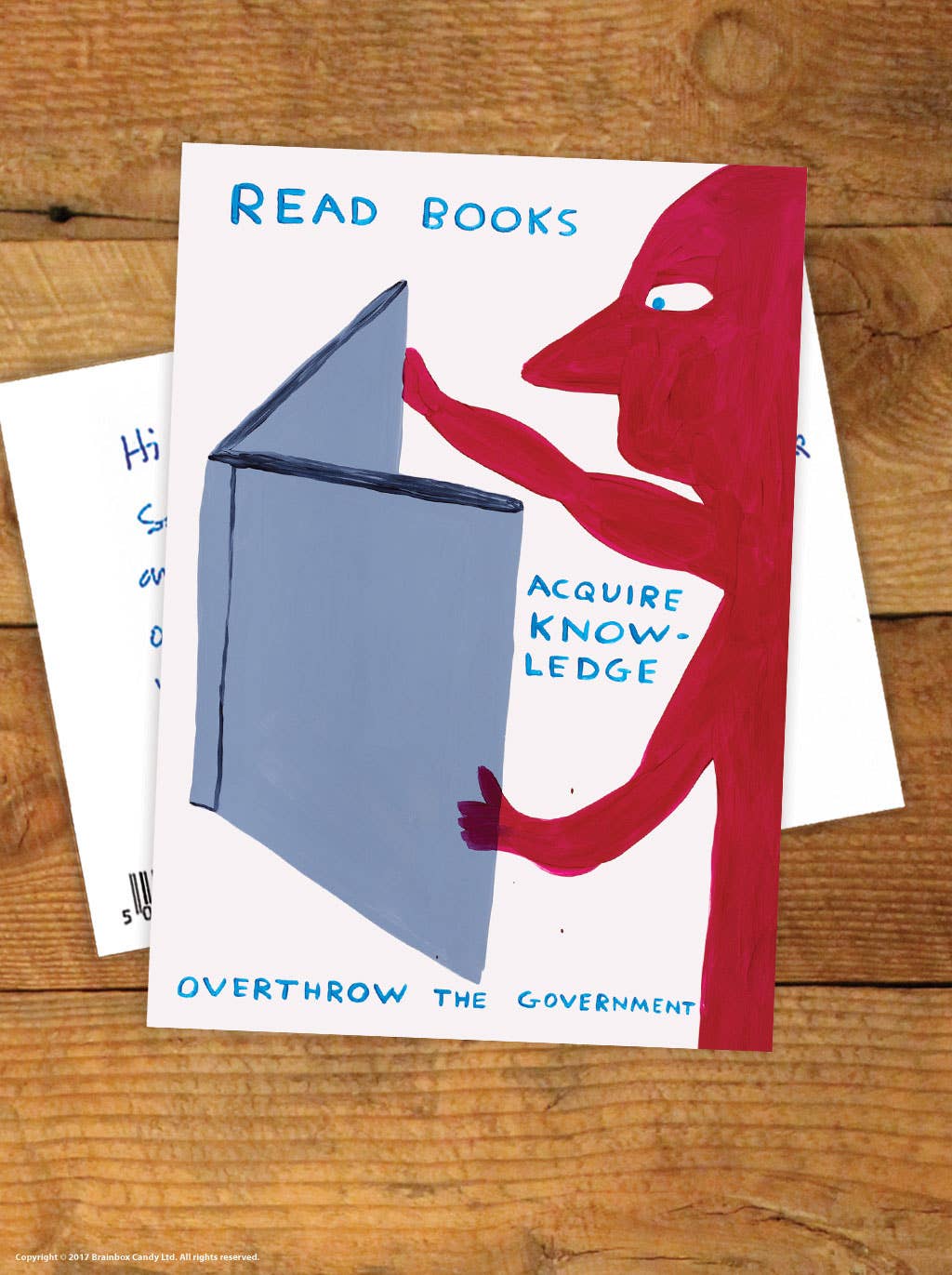 David Shrigley x Brainbox Candy Read Books art postcard, pack of 12 - PABOOM