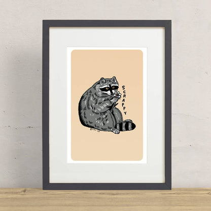 Scrappy Raccoon Print