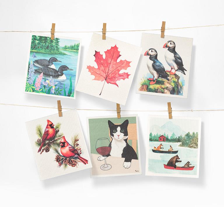Animals in Canoe dishcloth, additional angle