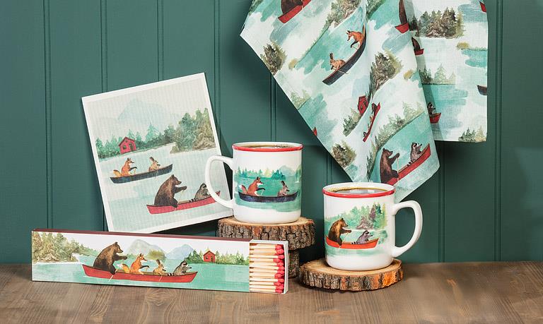 Animals in Canoe dishcloth, additional angle
