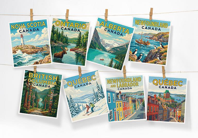 Scenic British Columbia dishcloth, additional angle
