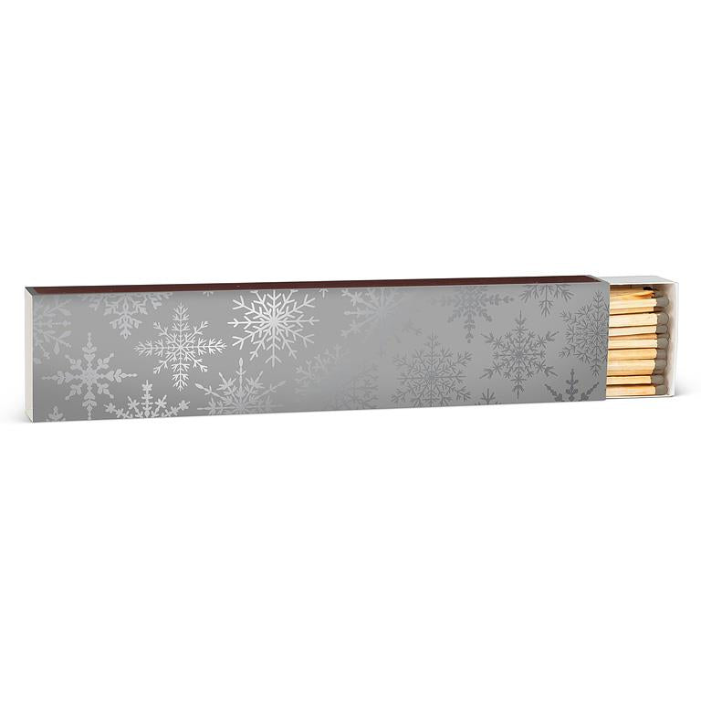 Long wooden matches in a silver snowflake-print box, 40 sticks