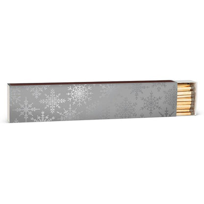 Long wooden matches in a silver snowflake-print box, 40 sticks