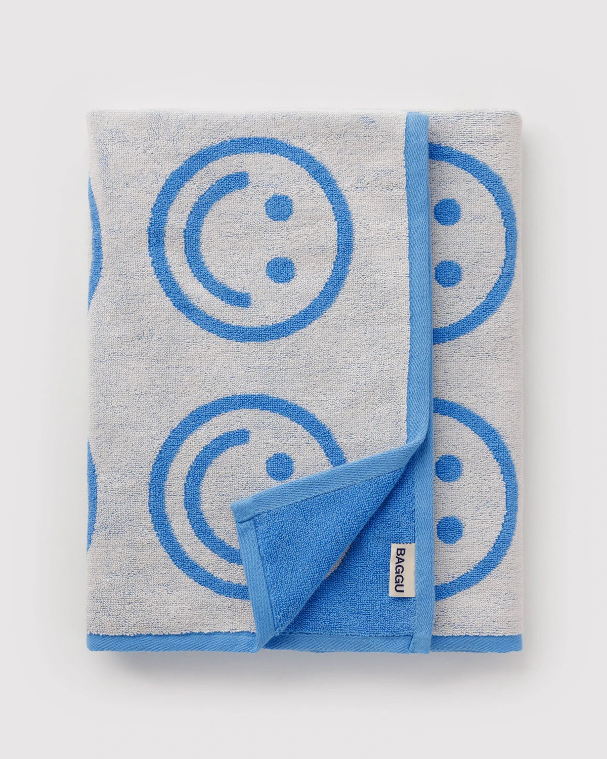 BAGGU Organic Cotton Bath Towel - Sky Blue Happy