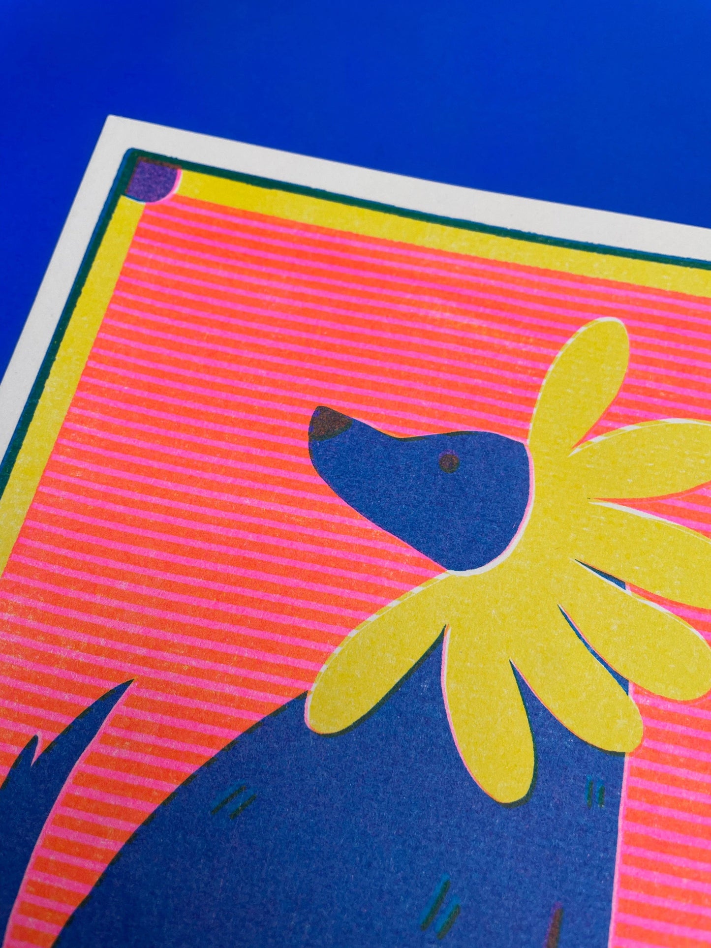 Daisy Labrador risograph print shown unframed - PABOOM