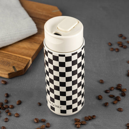 Coffee Tumbler - Black + White Checkered