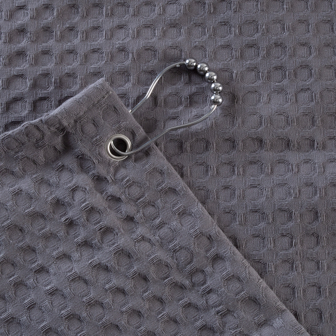 Belgian Waffle Shower Curtain Poly/Cot Grey