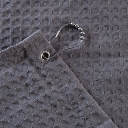 Belgian Waffle Shower Curtain Poly/Cot Grey