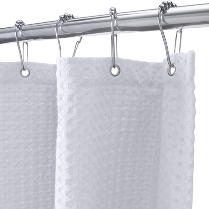 Belgium Waffle Shower Curtain White