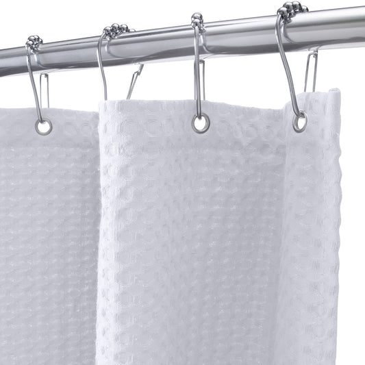 Belgium Waffle Shower Curtain White