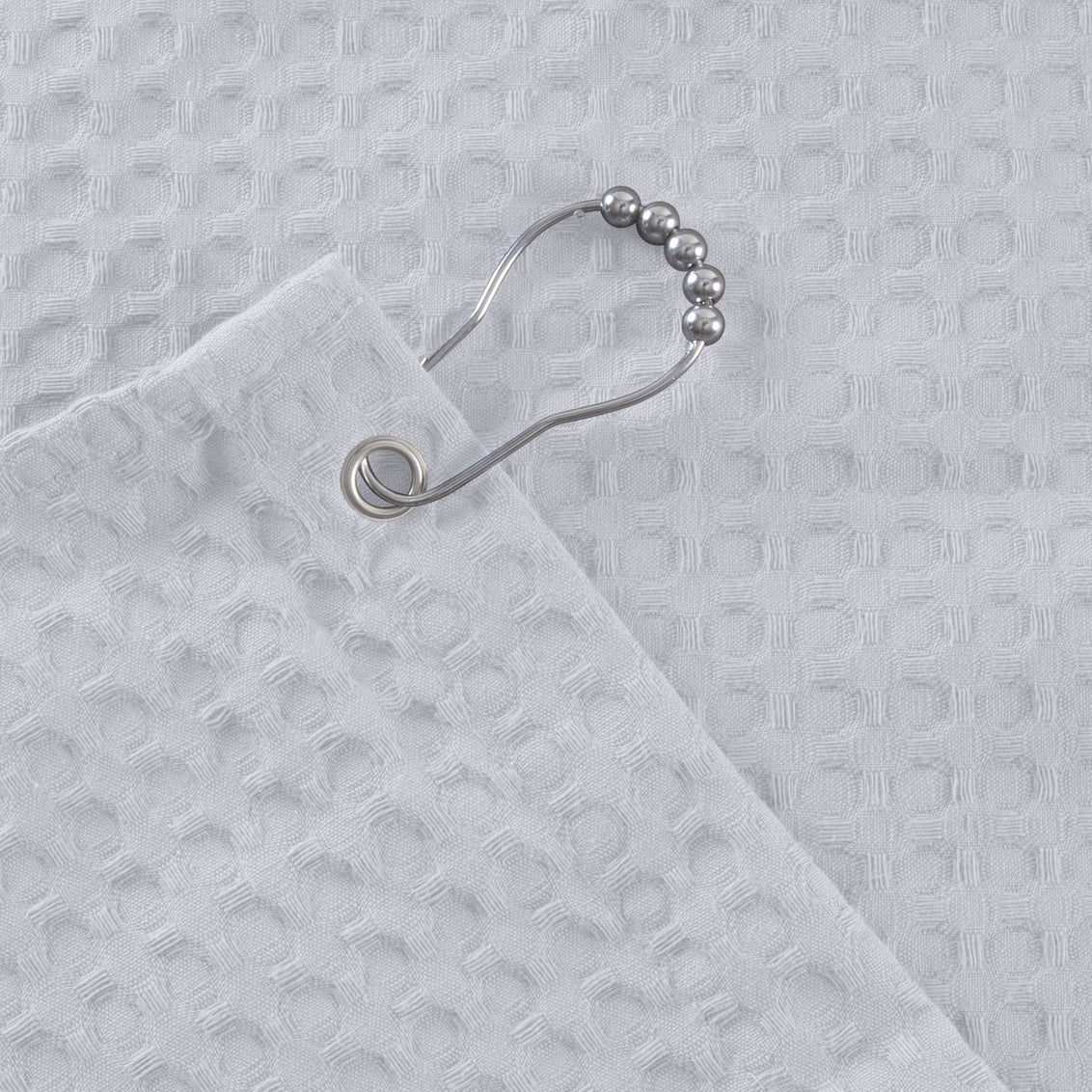 Belgium Waffle Shower Curtain White