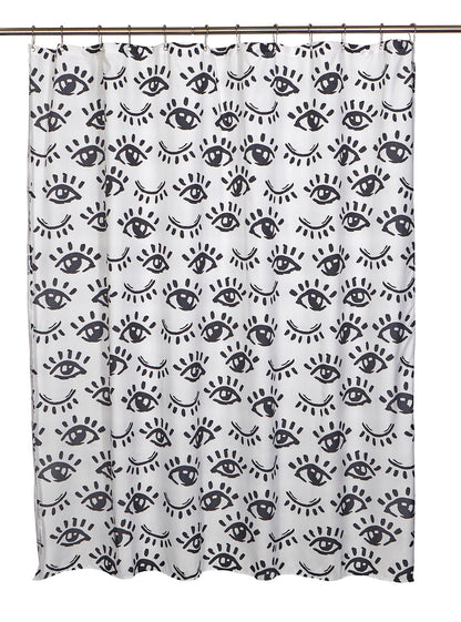 Winking Eye Shower Curtain Wht/Blk