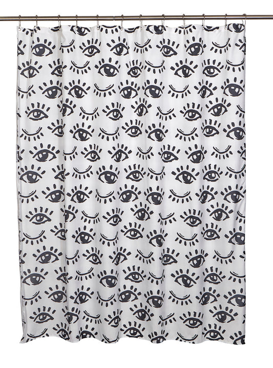 Winking Eye Shower Curtain Wht/Blk