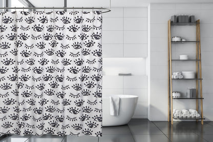 Winking Eye Shower Curtain Wht/Blk