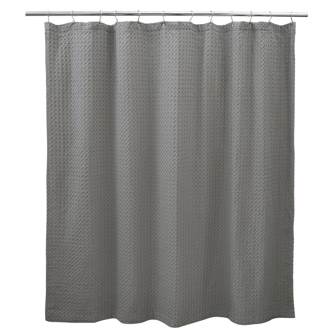 Chunky Waffle Shower Curtain Cotton Grey
