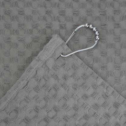 Chunky Waffle Shower Curtain Cotton Grey