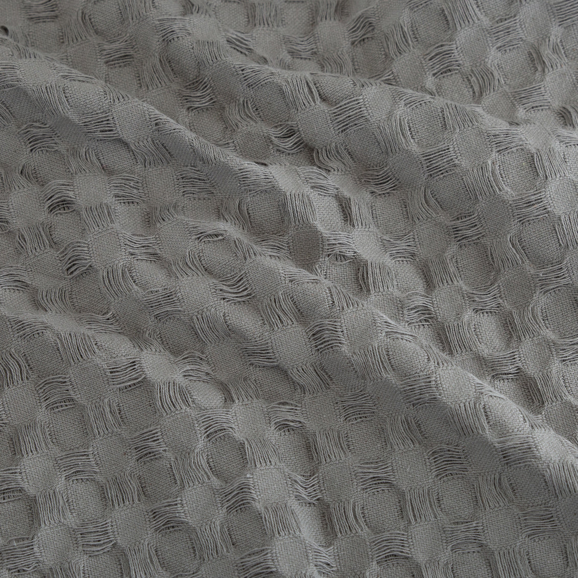 Chunky Waffle Shower Curtain Cotton Grey