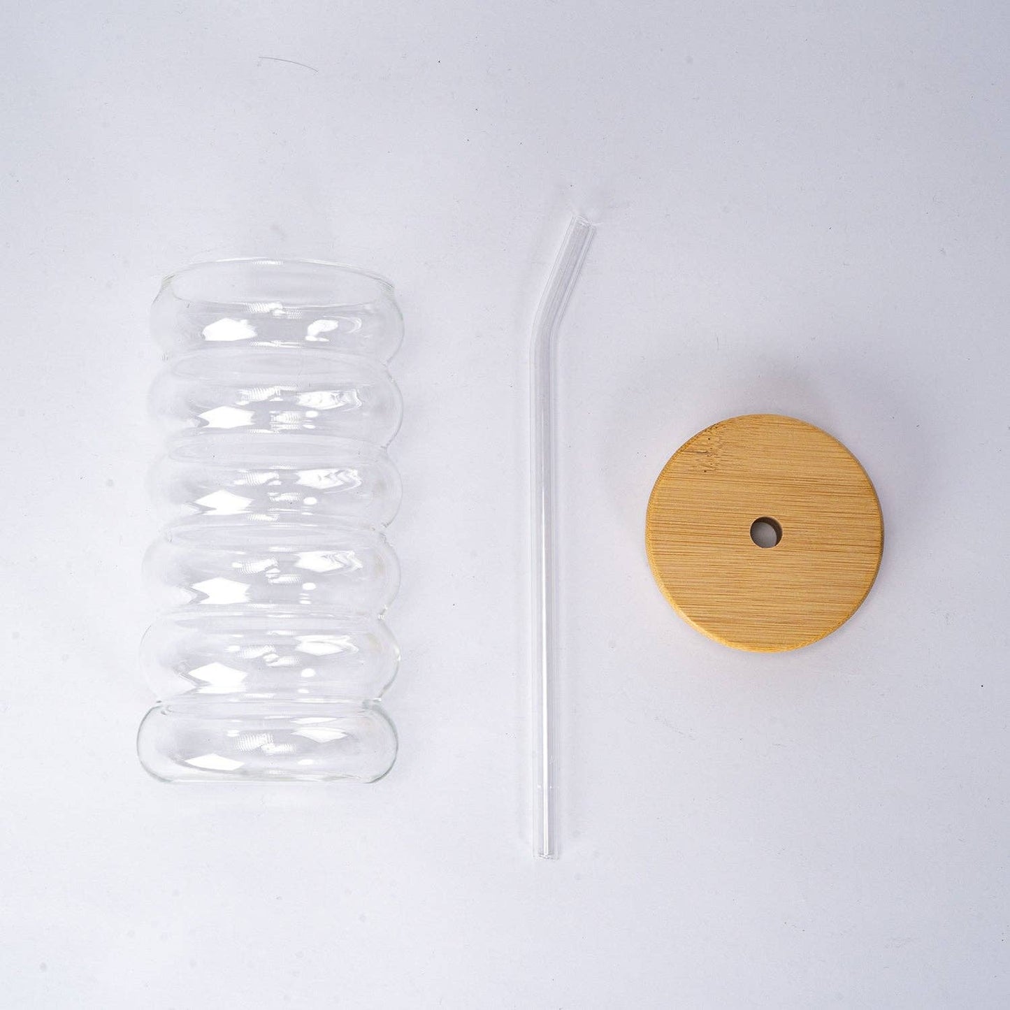 Glass Tea Cup with Lid and Straw