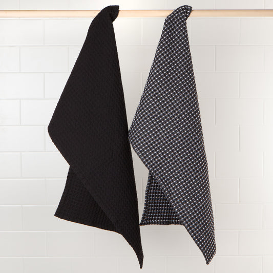 Second Spin Waffle Dishtowels Black