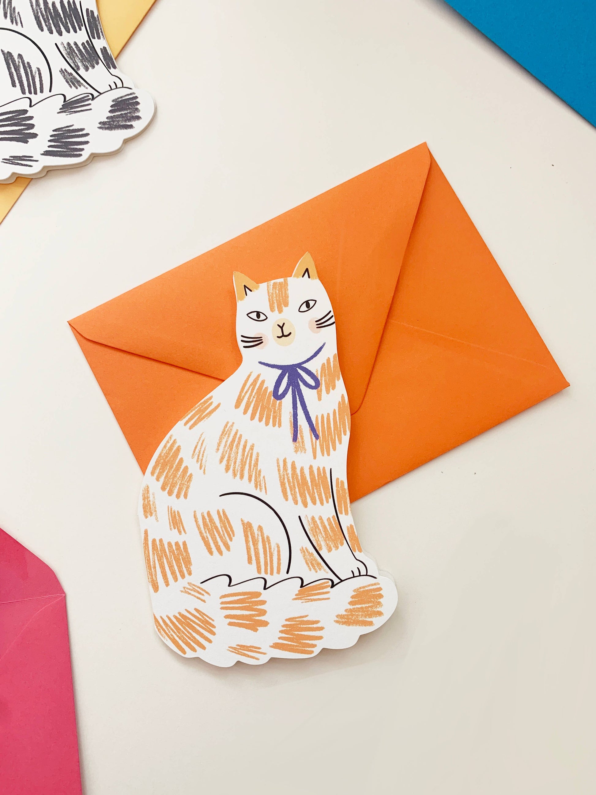 Back view of the Sitting Kitty Shaped Greeting Card - Black White