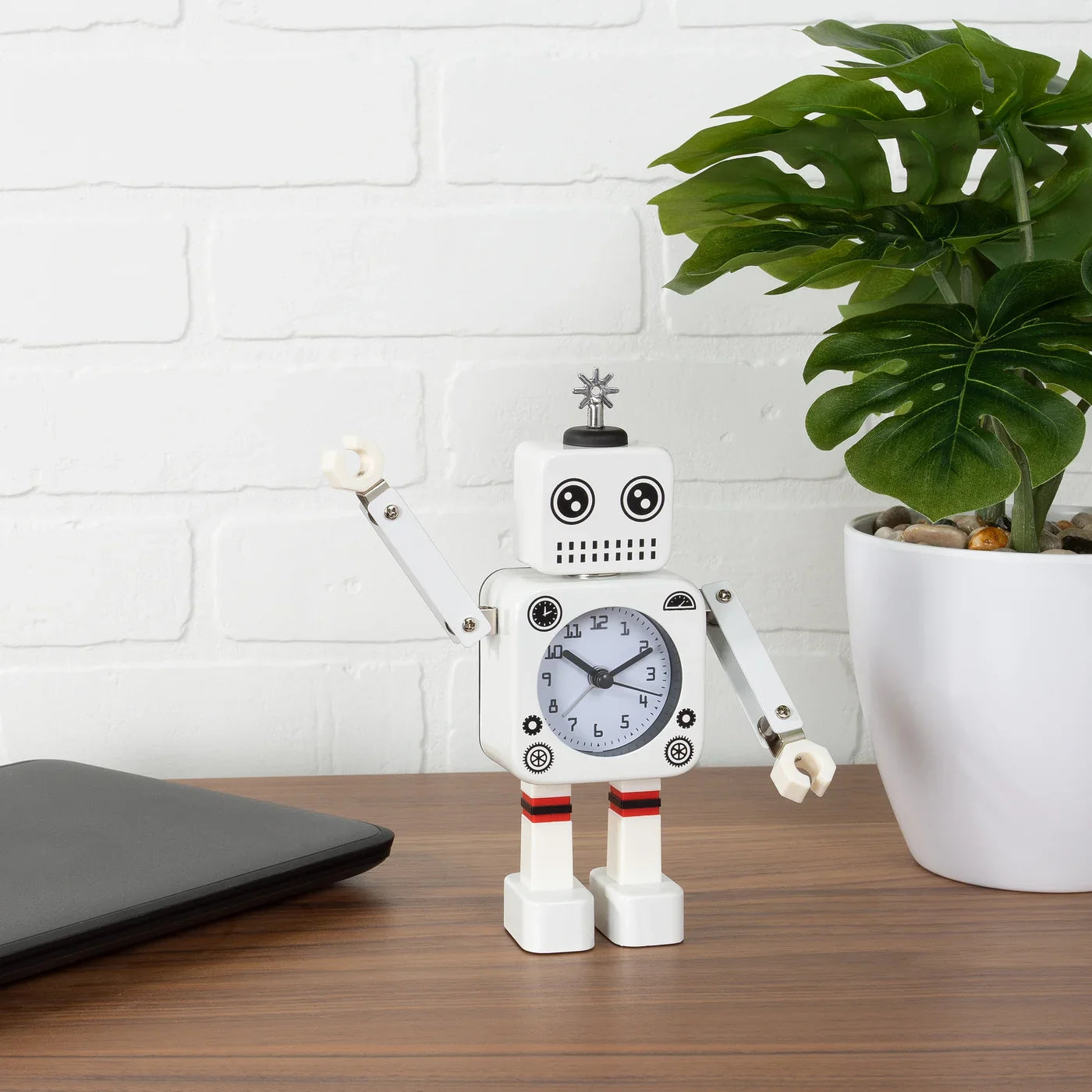 Robot Alarm Clock White