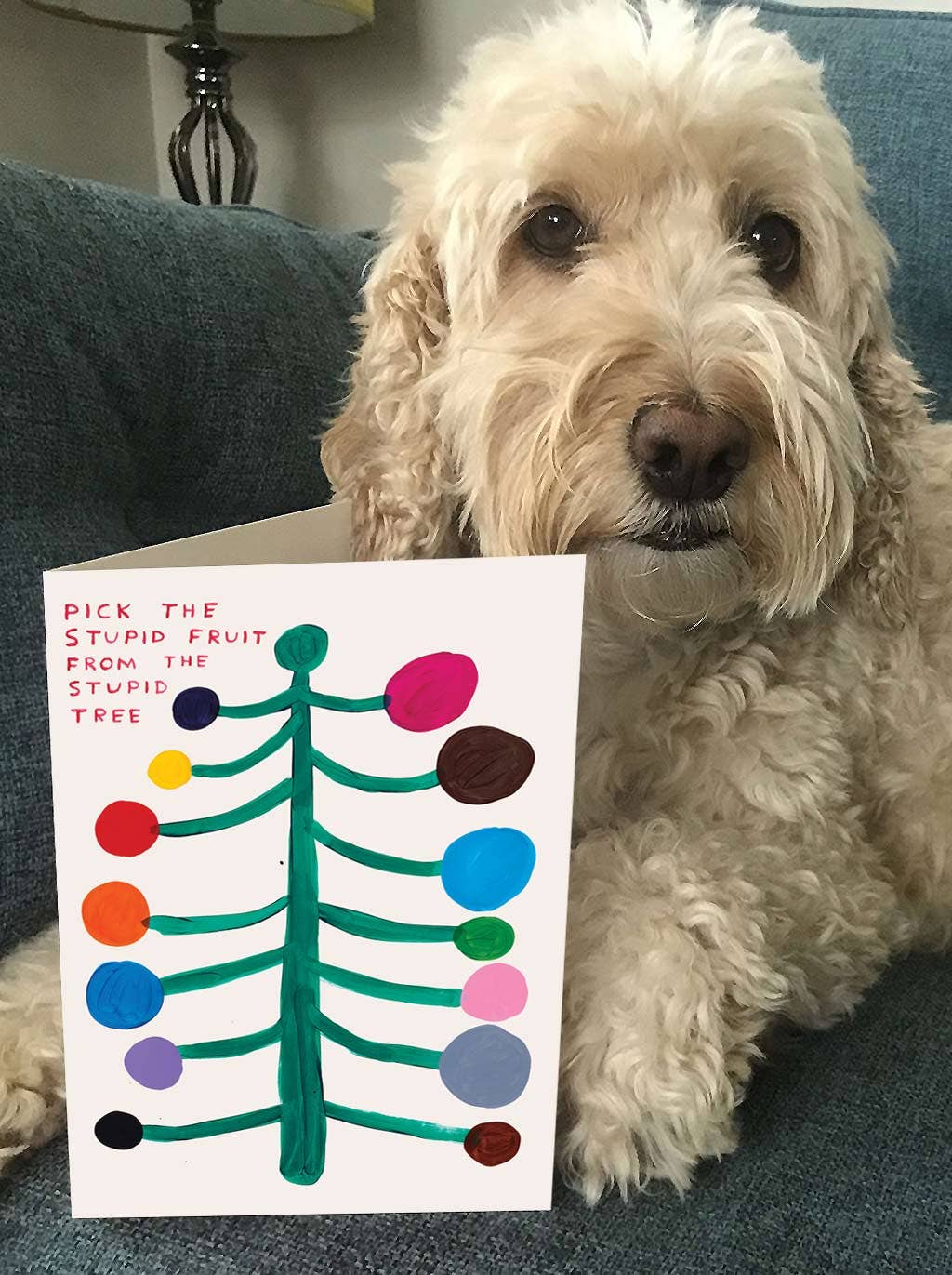 David Shrigley x Brainbox Candy Stupid Tree Christmas card with red envelope - PABOOM