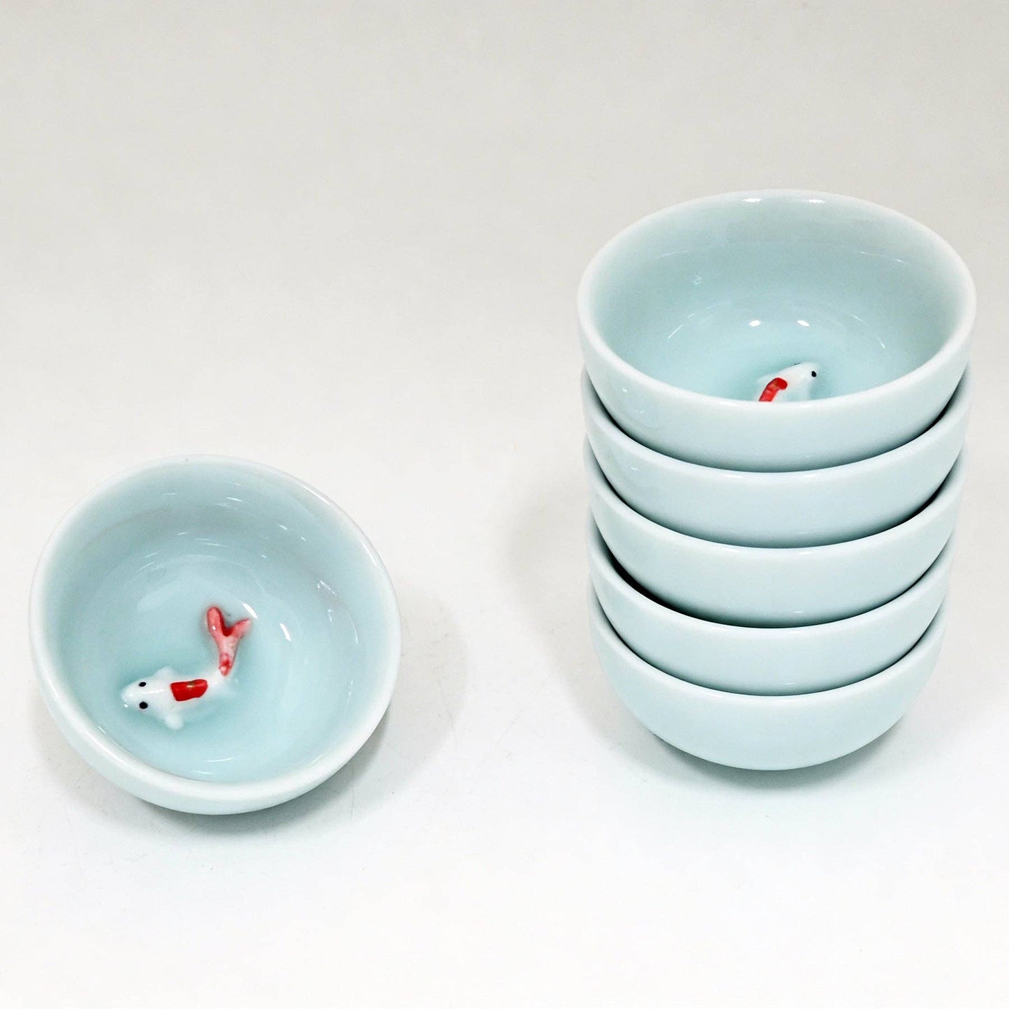 Koi Fish Kung Fu Tea Cups Set Sky Blue