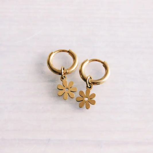 Mini Gold Daisy Hoops