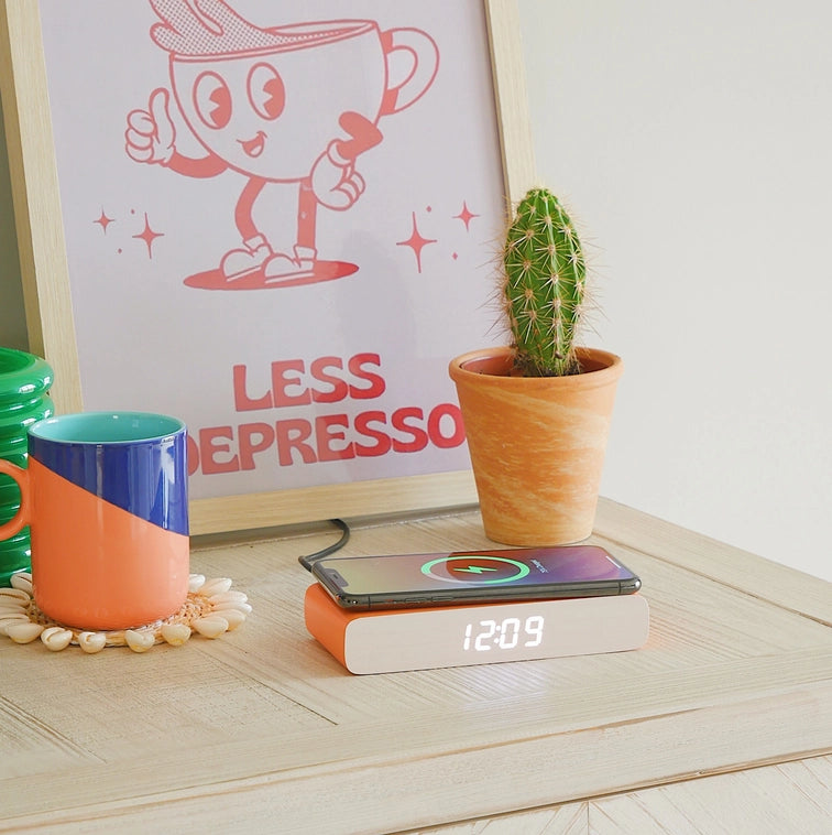 Wireless Charger And Alarm Clock Yellow