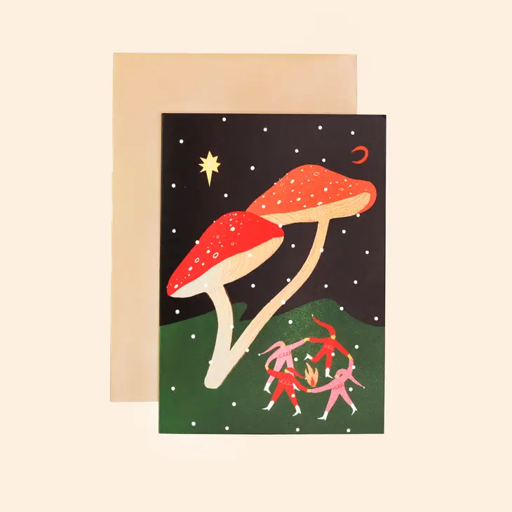 Folky Elves Christmas Card