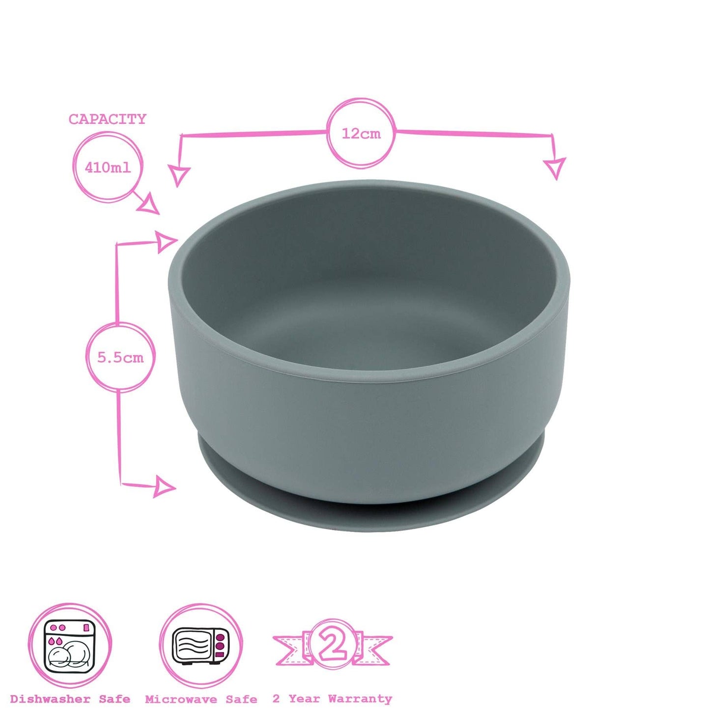 Baby Silicone Suction Bowl - Dusty Rose
