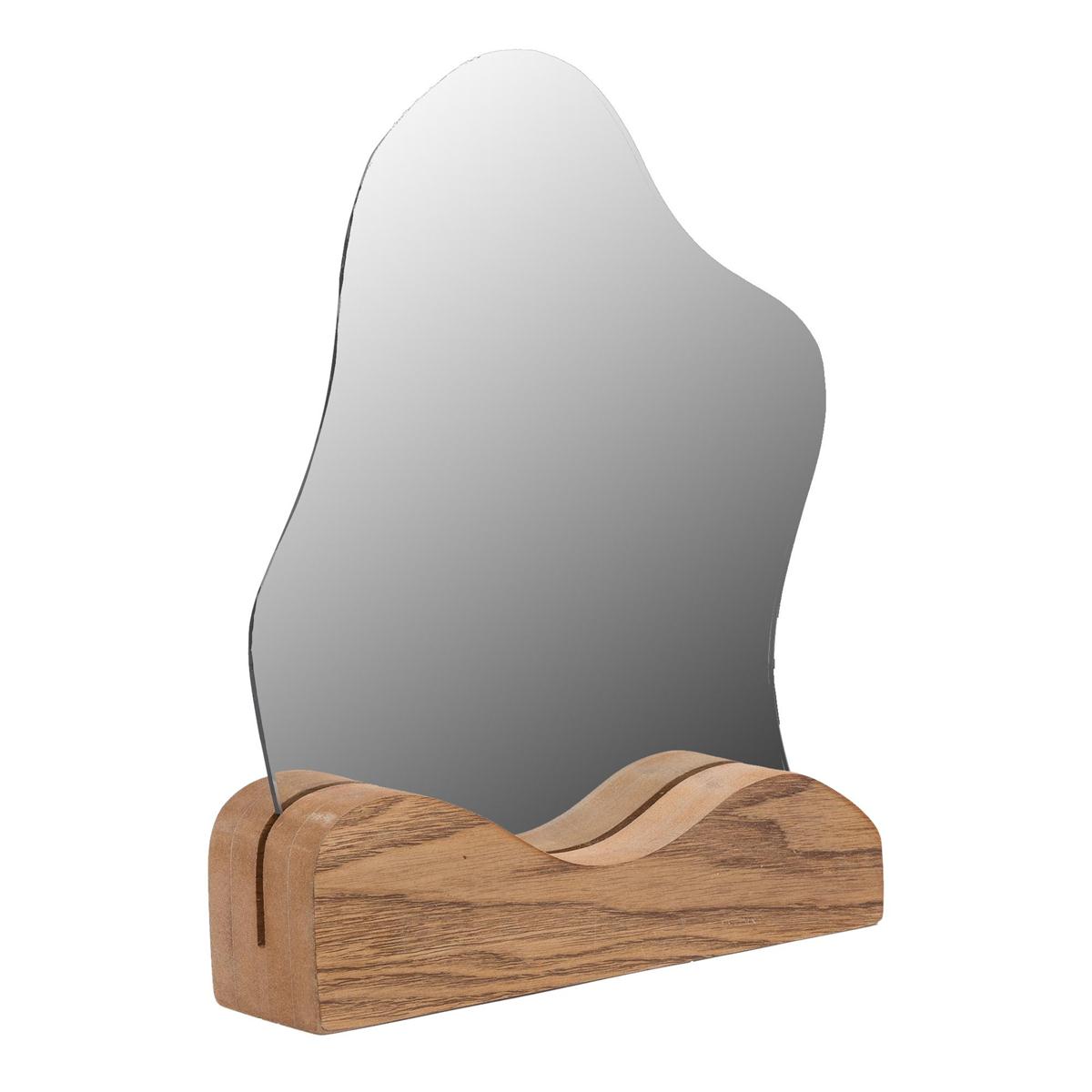 Cloud Mirror with Wood Base