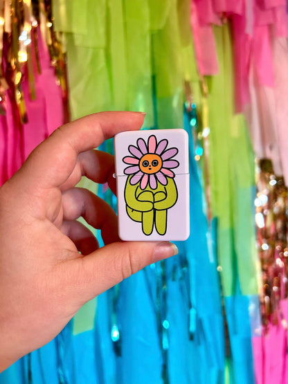 Flower Boy lighter styled with other The Peach Fuzz products