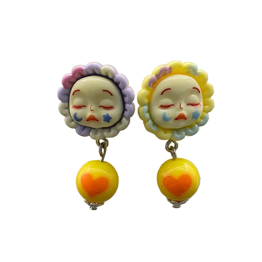 Sunflower Face Doll Earrings