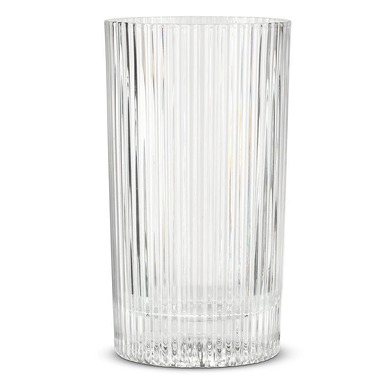 Clear glass highball with vertical optic ribbing, 5.5 inches tall