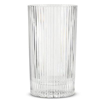 Clear glass highball with vertical optic ribbing, 5.5 inches tall