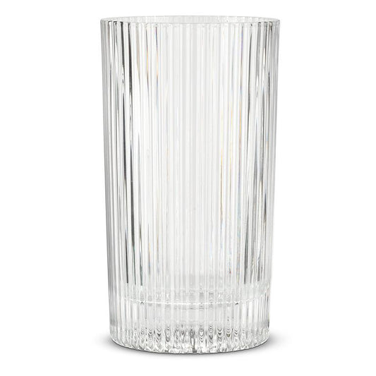 Clear glass highball with vertical optic ribbing, 5.5 inches tall