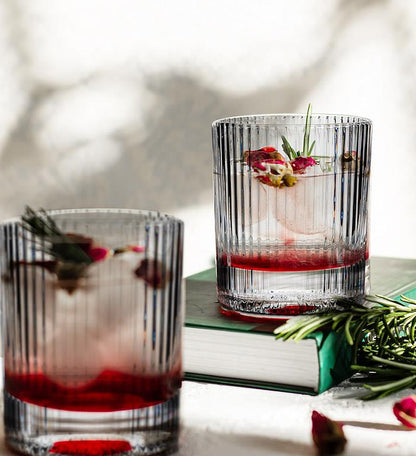 Clear glass vertical optic tumbler, additional angle