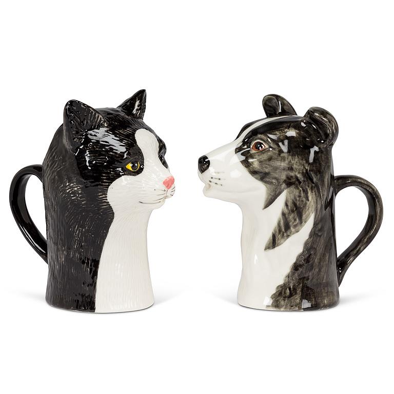 Black and white ceramic Border Collie jug, additional angle