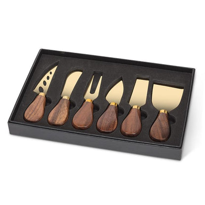 Set of six walnut handled cheese knives, additional angle